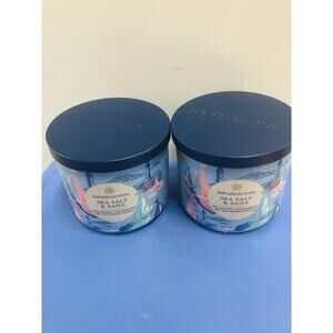 Bath & Body Works SEA SALT SAILS Large 3-Wick Scented Candle 14.5 oz Set